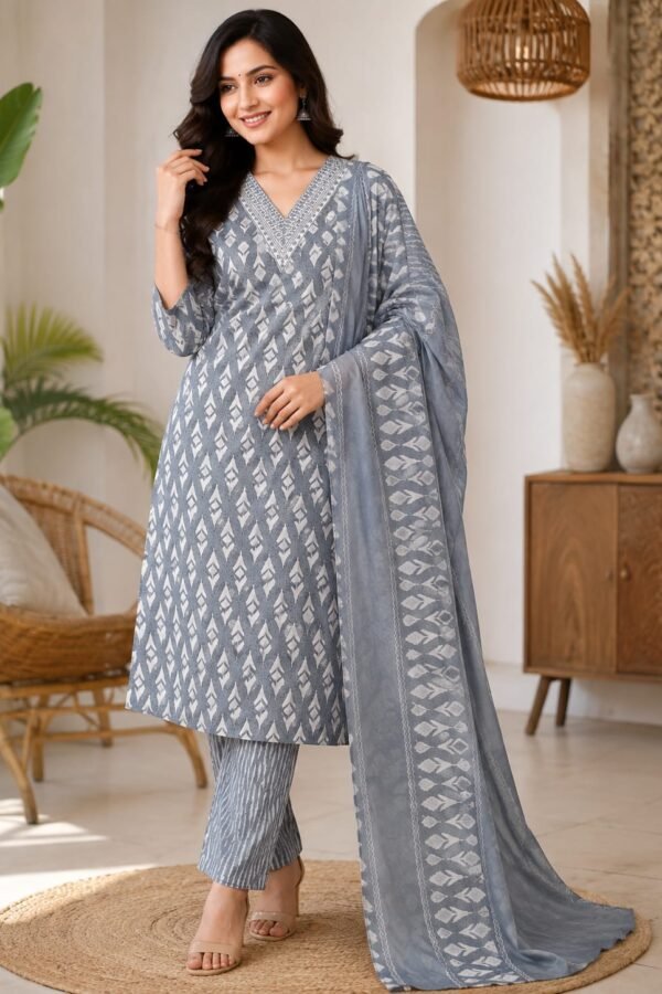 Beautiful Ash color Kurti Set