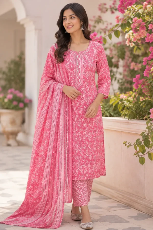 Elegant Baby Pink Kurti Set