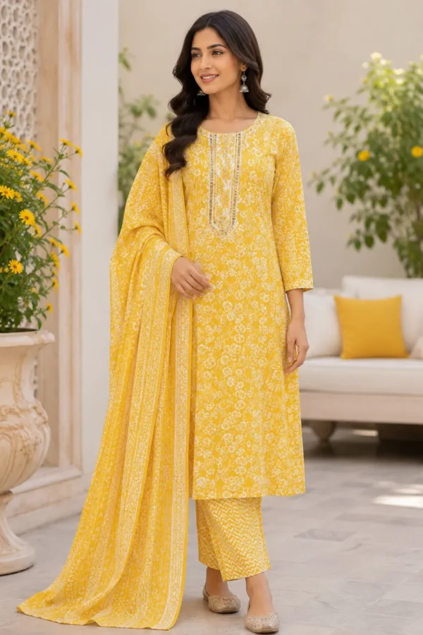 Elegant Yellow Kurti Set