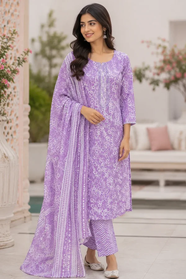 Elegant Lavender Kurti Set