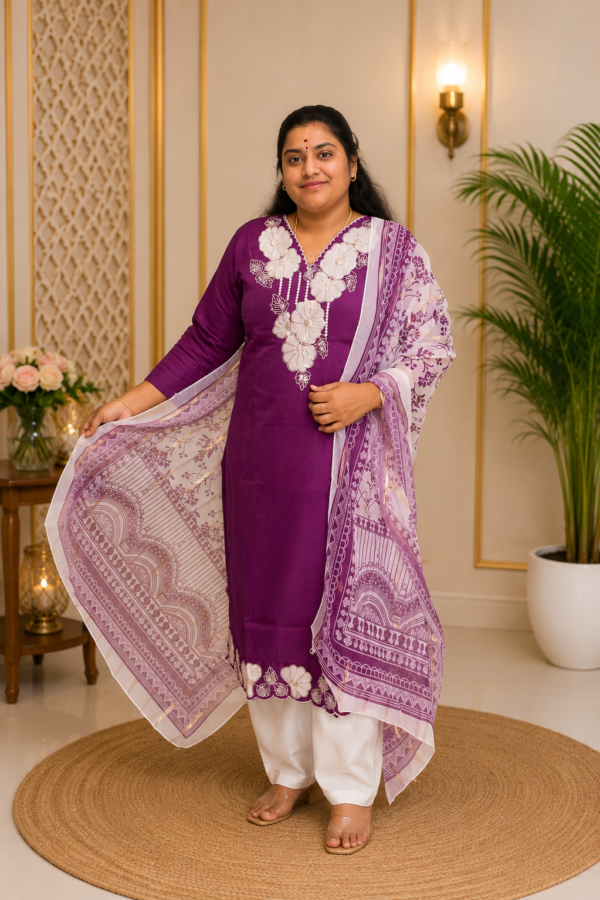 Roman Glass Fabric Kurthi Set