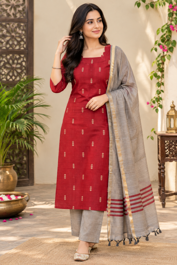 Raw Silk Kurti Set