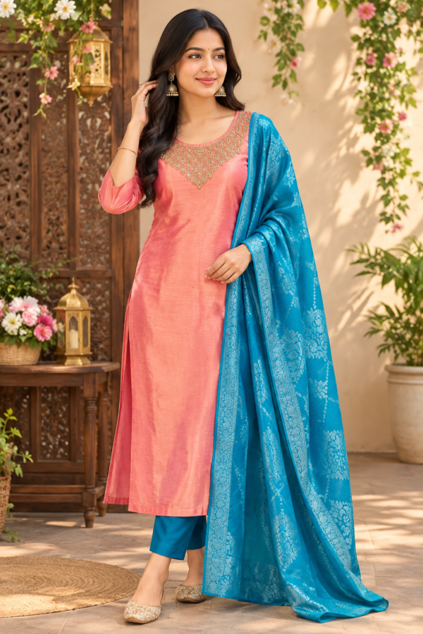 Tissue shimmer fabric kurthi set