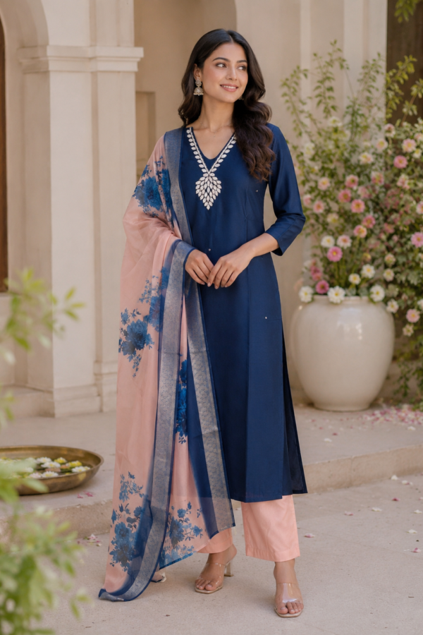 Roman Silk Fabric Kurti Set