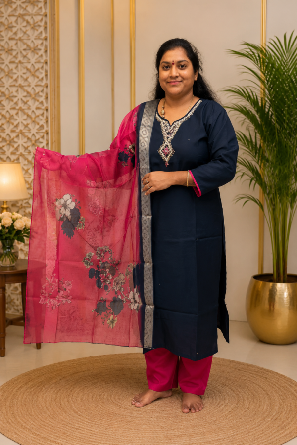 Roman Silk Fabric Kurti Set